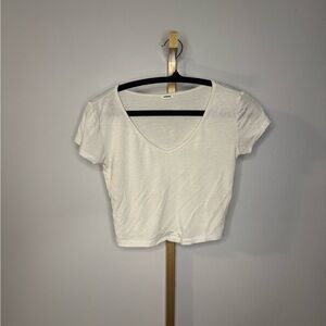 Garage White V-Neck Crop Top